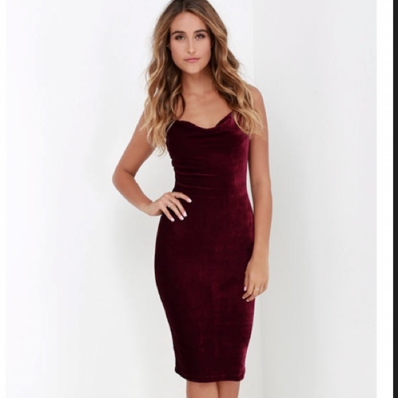 velvet dark red dress